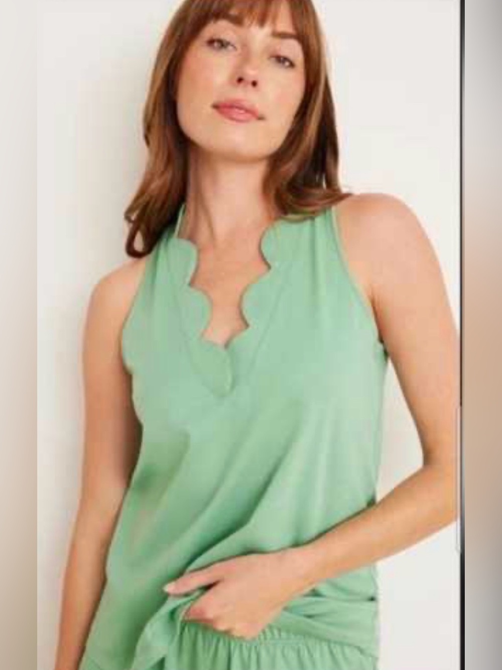 LAKE 100% Pima Cotton Scalloped Neck Pajama
set